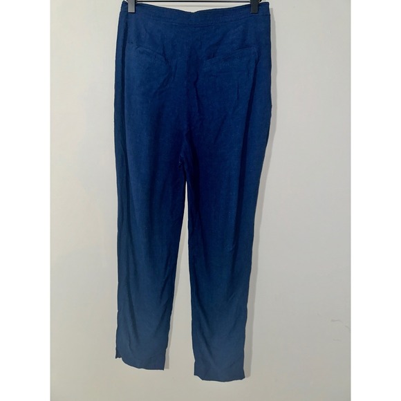 7115 by Szeki New York Blue Rayon Linen Blend High Waist Trousers Pants M - Picture 4 of 6